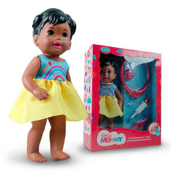 Imagem de Boneca Little Mommy Dodoi Negra Menina Com Acessórios Mattel Brincadeira Infantil Médica Licenciada
