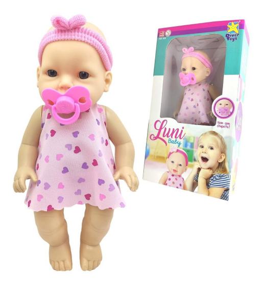 Imagem de Boneca Luni Tata Baby Com Chupeta Bebê Brinquedo Divertoys