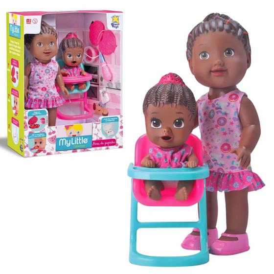 Imagem de Boneca Mamãe e Filhinha Hora Da Papinha Negra com Acessórios