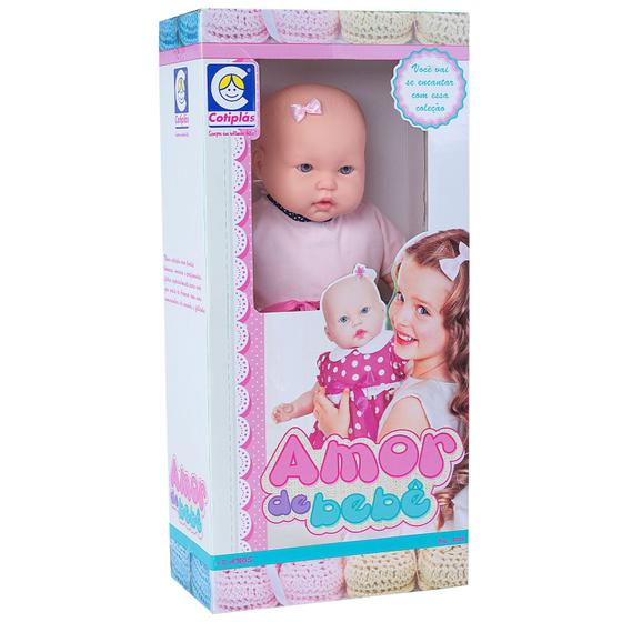 Imagem de Boneca Menina Amor De Bebê Nenem Sem Cabelo Para Meninas 56cm Bebezão 2235  - Cotiplás