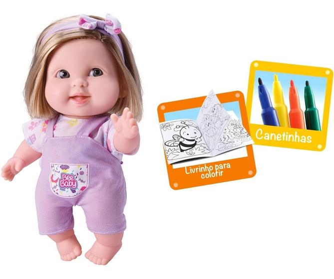 Imagem de Boneca Menina Bee Baby Com Livrinho De Pintura - Bee Toys