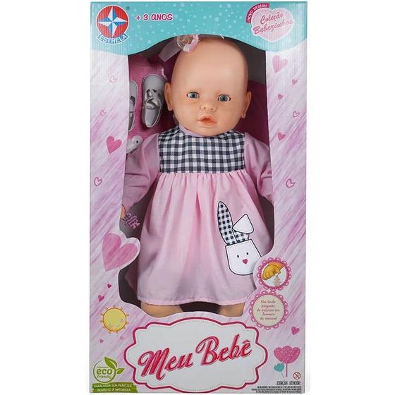 Imagem de Boneca meu bebe com vestido rosa estrela