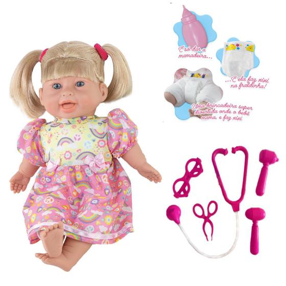 Imagem de Boneca Milk Babys Bebê Que Faz Xixi Milk + Brinquedo Médica