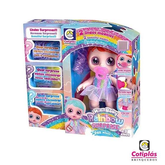 Imagem de Boneca Mini Baby Rainbow Surprise F Xixi