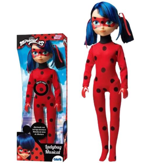 Imagem de Boneca Miraculos Ladybug 45cm Musical Infantil Articulada Feita Em Vinil Com Som Original Novabrink