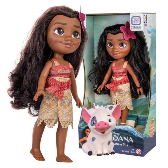 Imagem de Boneca Moana Com Roupinha E Pua Porquinho Vinil Resistente Meninas