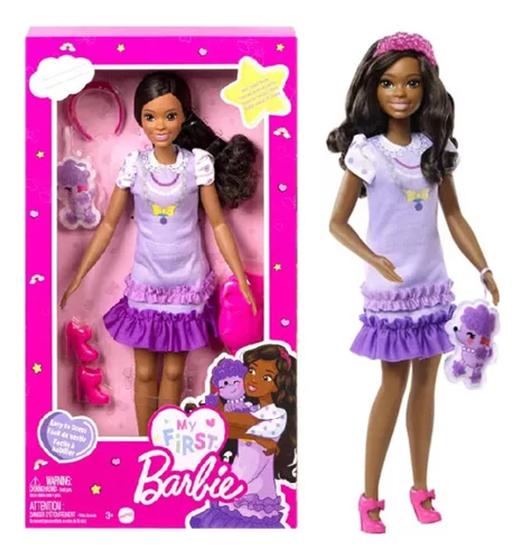 Imagem de Boneca My First Barbie Negra 34cm Com Acessórios - Mattel