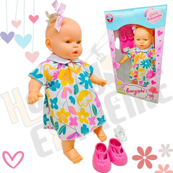 Imagem de Boneca Nenezinho Vestido Rosa e B 44cm Estrela 1001003000056