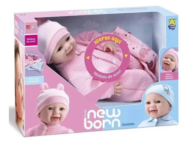 BONECA NEW BORN SONINHO MENINA ROSA CHORA/RISADA/ ABRE E FECHA OLHINHOS - DIVERTOYS a Menor preço em BONECA NEW BORN SONINHO MENINA ROSA CHORA/RISADA/ ABRE E FECHA OLHINHOS - DIVERTOYS a