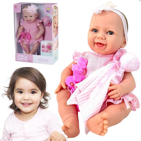 Imagem de Boneca Newborn Neném Rosa Menina Dengo C/ Acessórios Criança