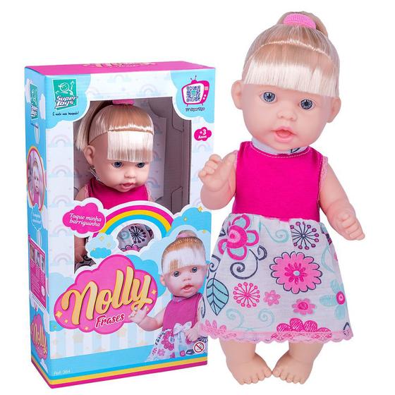 Imagem de Boneca Nolly Dolls Fala 60 Frases 31cm C/Cabelo - Super Toys