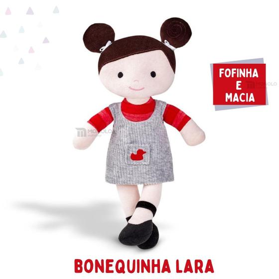 Imagem de Boneca Pano Infantil Lara Antialérgico E Lavável 38 Cm Linda