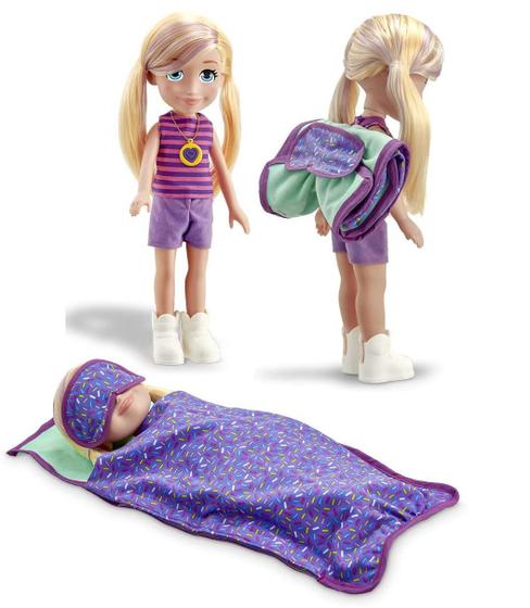 Imagem de Boneca Polly Pocket Camping Menina Mochila Vira Saco Dormir