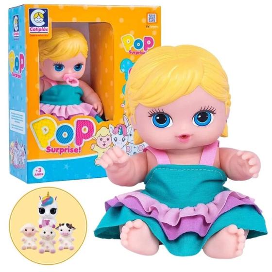 Imagem de Boneca Pop Surprise Loira C/ Pet Surpresa Brinquedo Cotiplás