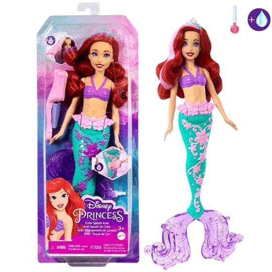 Imagem de Boneca Princesa Disney Pequena Sereia Ariel Cabelo Muda Cor