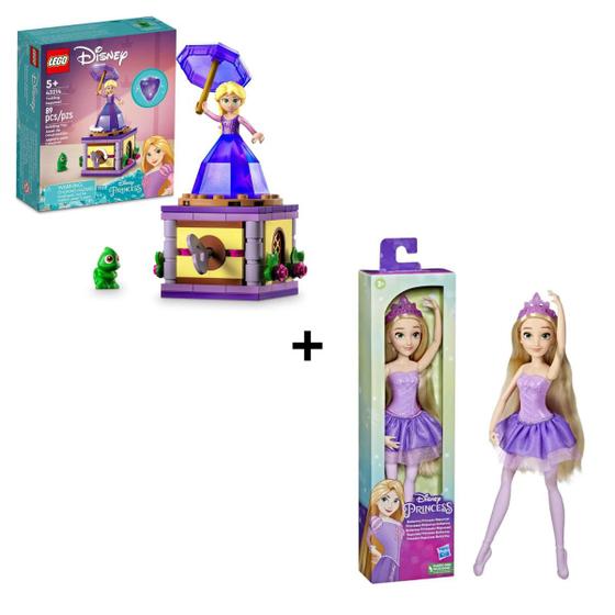 Imagem de Boneca Princesa Rapunzel E Lego Rapunzel Giratória 43214