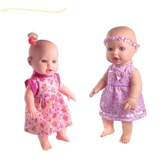 Imagem de Boneca que faz xixi com acessórios Boneca que fala faz sons de bebe bebe falante bonequinha com mamadeira fraldinha bebezao fala mamae papai chora ri