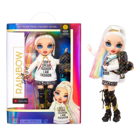 Imagem de Boneca Rainbow High Jr High Series 2 Amaya Raine - 23cm - Articulada com Acessórios e Mochila