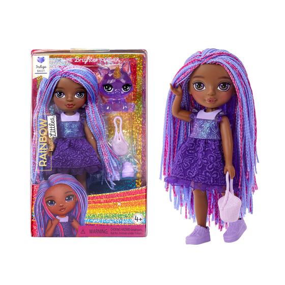 Imagem de Boneca Rainbow High Littles Indigo Bailey com Animal de Estimação Mágico