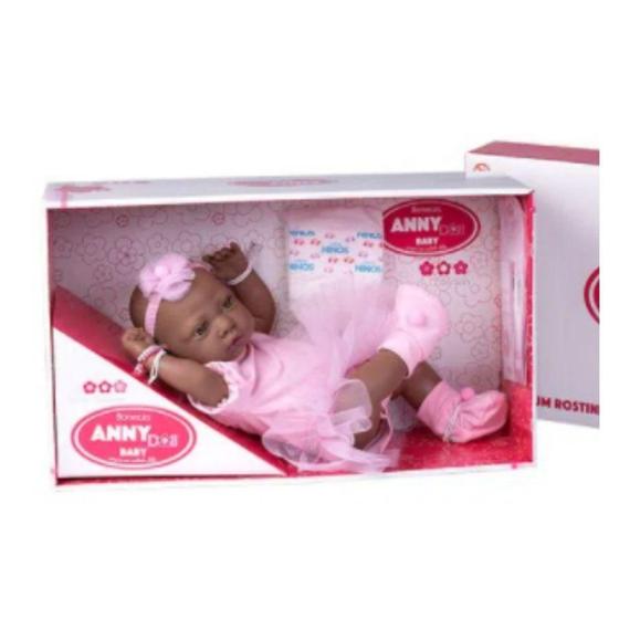 Imagem de Boneca Reborn Anny Doll Baby Negra com Laço 3+ 2499 Cotiplás