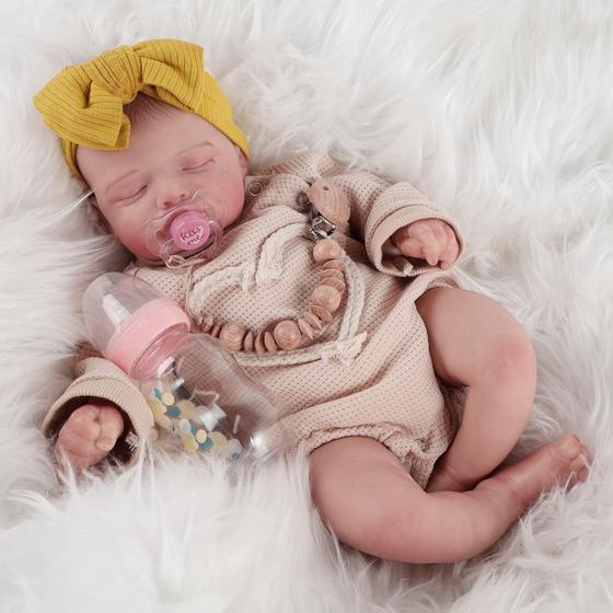 Imagem de Boneca Reborn Baby Doll FANCCI Reborn Sleeping 45 cm em vinil completo