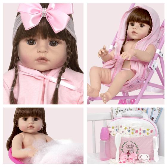 Imagem de Boneca Reborn Barata Com Vários Acessórios Carrinho Infantil