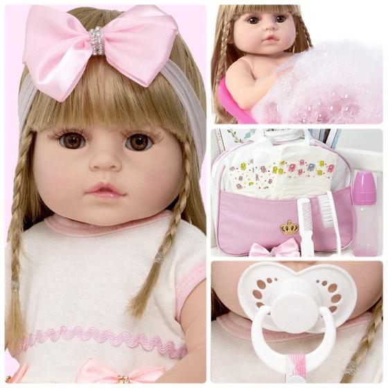 Imagem de Boneca Reborn Bebê Princesa 100% Silicone com Acessórios