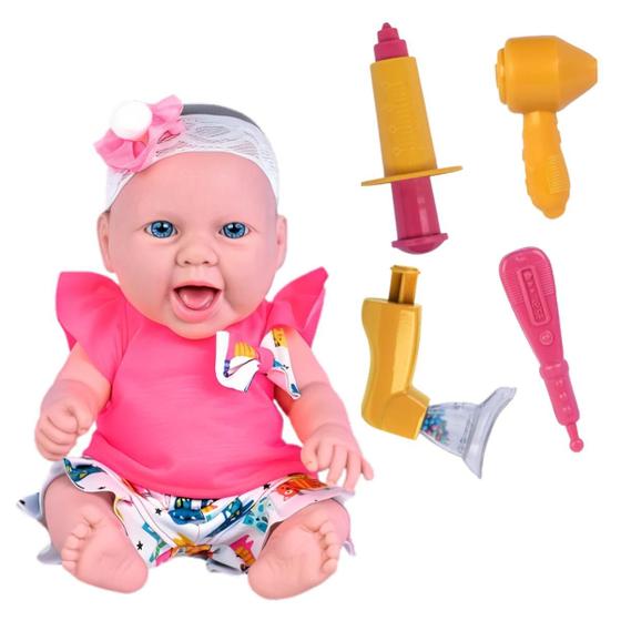 Imagem de Boneca Reborn Com Acessorios Medico Infantil Medica Completa Meninas 34cm Cotiplás Cuidar é Amar