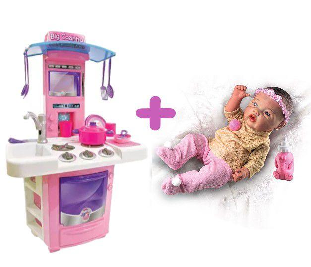 Imagem de Boneca Reborn E Big Cozinha Para Brincar Meninas 4 5 6 7Anos