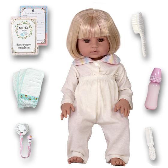Imagem de Boneca Reborn Infantil Grande Adora Loira de Silicone Barata