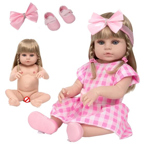 Imagem de Boneca Reborn Loira Barbie Gatinha Corpo de Vinil Infantil