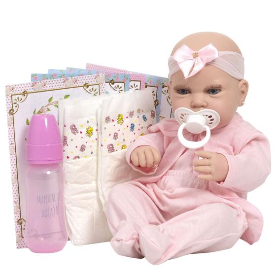 Imagem de Boneca Reborn Menina Gatinha Com Conjunto Pagão Rosa Itens