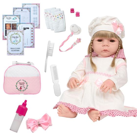 Imagem de Boneca Reborn Menina Loira + Kit Completo Envio Imediato