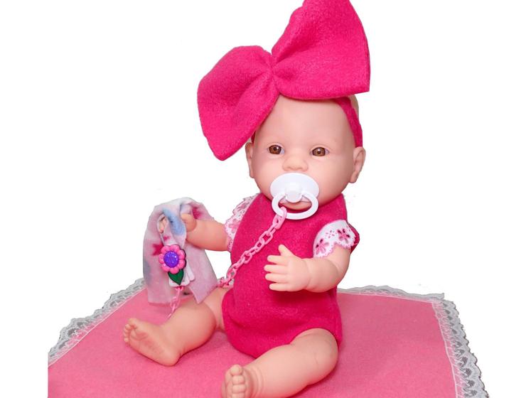 Imagem de Boneca reborn Meu Bebêzinho pequena macia estilizada ED1 Brinquedos 1049