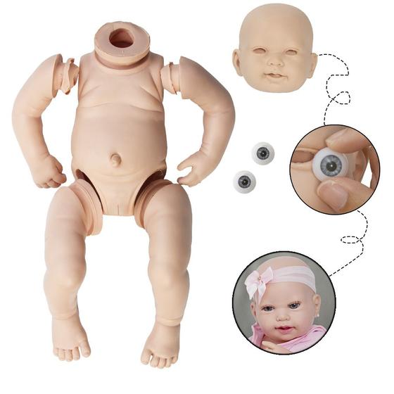 Imagem de Boneca Reborn Molde Lara Com Torso Translúcido Soft e Olhos