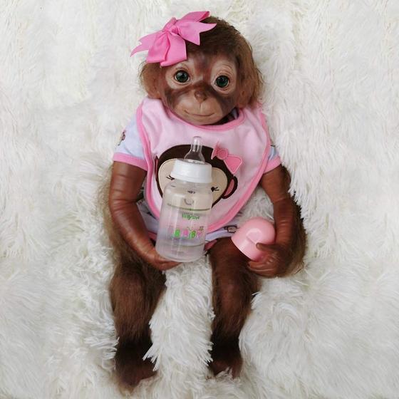 Imagem de Boneca Reborn Monkey Wamdoll realista de 50 cm com roupas