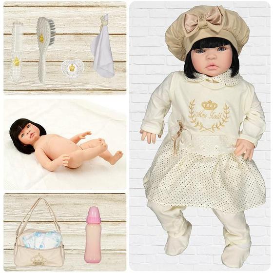 Imagem de Boneca Reborn Morena Isabela Caqui 22 Itens Cegonha Dolls