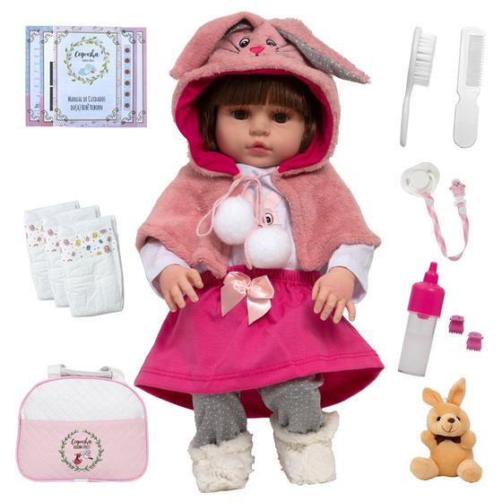 Imagem de Boneca Reborn Princesa Coelhinha Fofa Bolsa Kit Acessórios