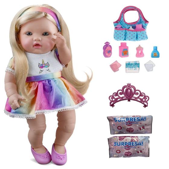 Imagem de Boneca Reborn Princesa Menina Unicórnio 2 Surpresas Bolsinha