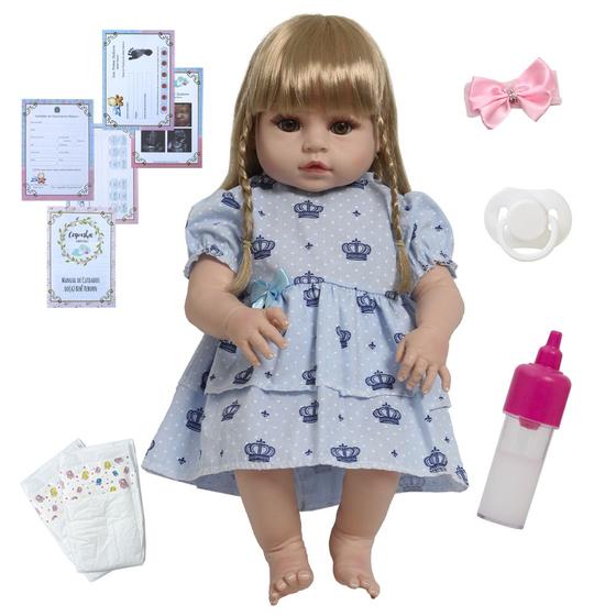 Imagem de Boneca Reborn Princesa Vestido Coroa Fofinha Com Chupeta