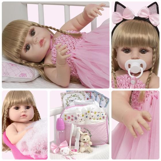 Imagem de Boneca Reborn Realista Bailarina Loira Kit 22 Acessórios