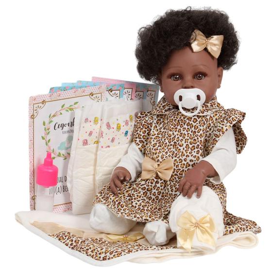 Imagem de Boneca Reborn Realista Diva Cabelo Cacheado 13 Itens Oncinha