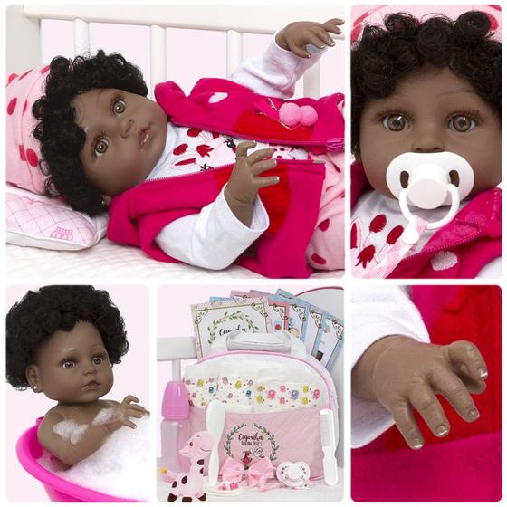 Imagem de Boneca Reborn Realista Girafinha Negra Com Bolsa Envio 24Hrs