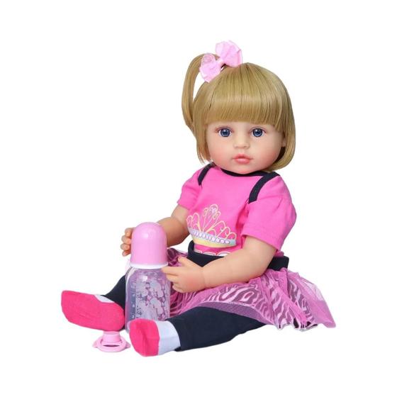 Imagem de Boneca Reborn Silicone 50cm - Bebê Menina com Rosto Adorável - Alta Qualidade