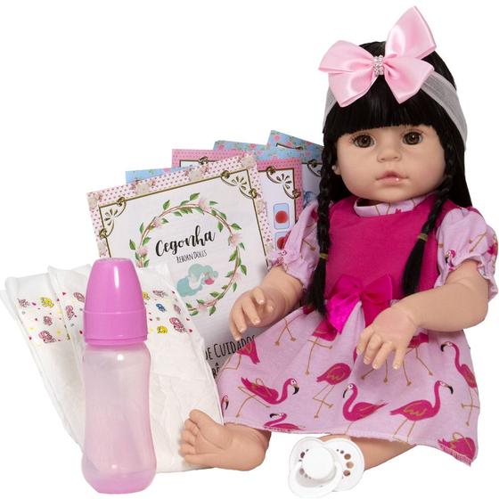 Bebe Reborn Menina Silicone Princesa Castanho Boneca Barata no Shoptime