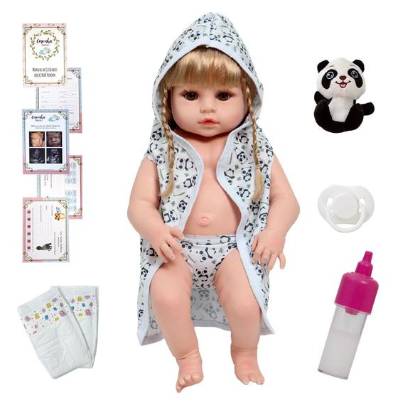 Boneca Reborn Valentina Loira 100% Vinil Saída de Banho Fofa