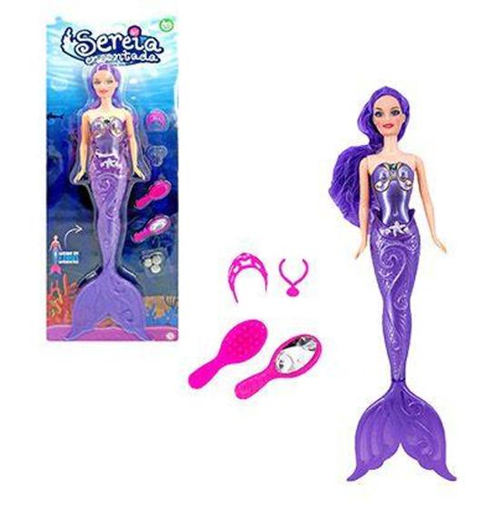 Imagem de Boneca sereia encantada com escova + acessorios e luz a bateria 4 pecas na cartela - ARK BRASIL