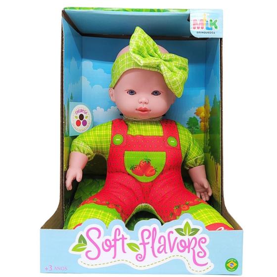 Imagem de Boneca Soft Flavors Morango Cheirinho de Fruta Fofinha Milk