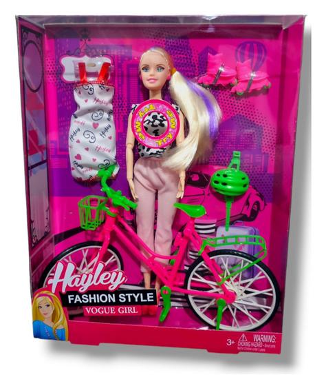 Imagem de Boneca Tipo Barbie Bicicleta Patins e Roupa + Acessórios Infantil