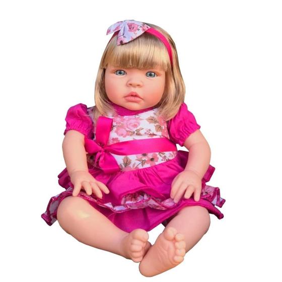 Imagem de Boneca Tipo Bebê Reborn Baby Kiss Brinquedo Menina Loira